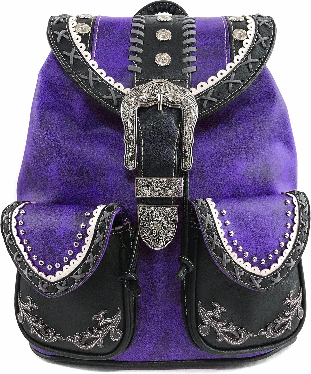 Zelris Western Country Floral Buckle Conceal Carry Rucksack Backpack (Purple)