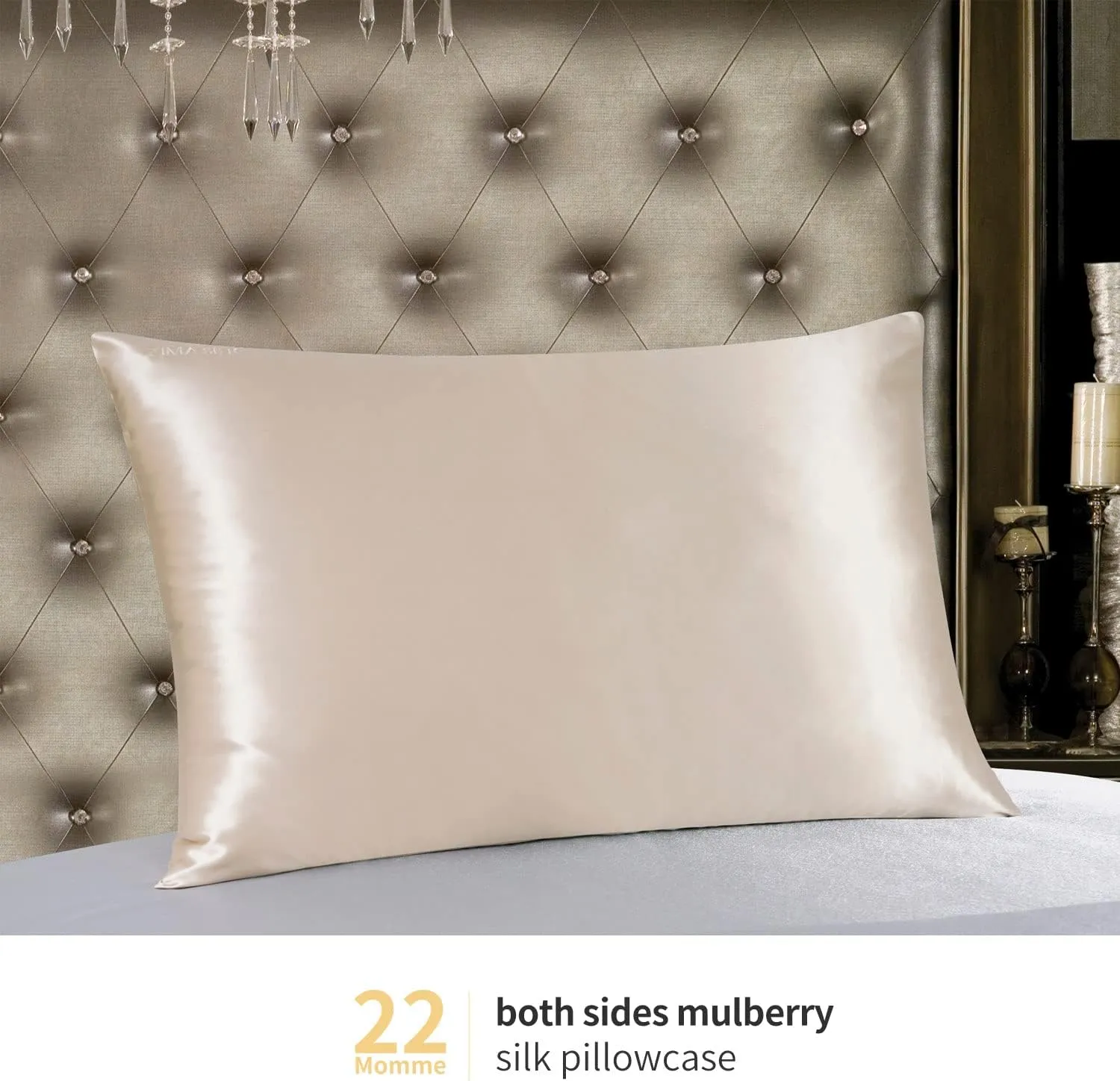ZIMASILK 100% Pure 22 Momme Mulberry Silk Pillowcase for Hair and Skin - Upgraded Real Grade 6A Silk - Durable, Soft & Anti-Aging (King 20''x36''Beige)
