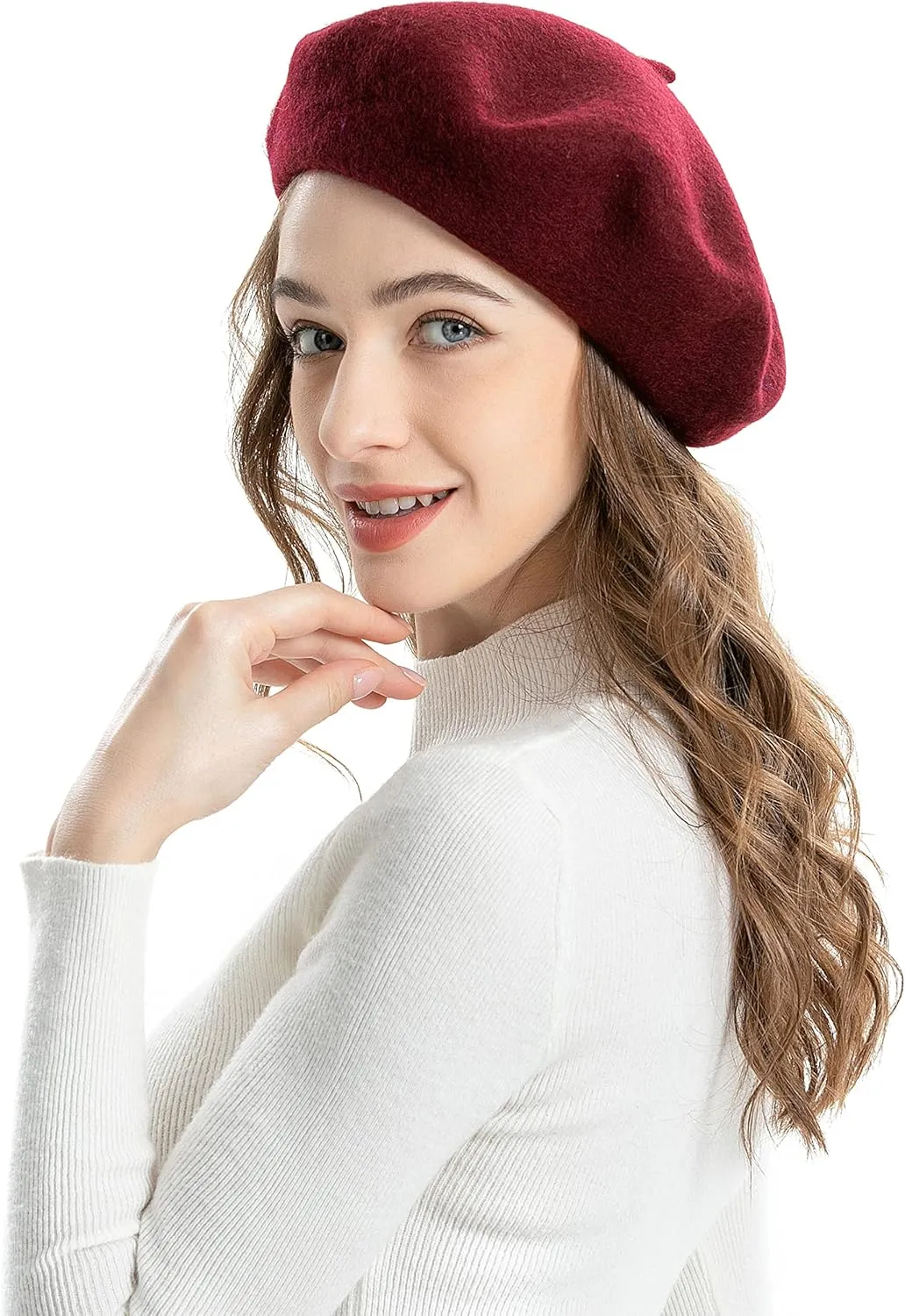 ZLYC Wool French Beret Hat Solid Color Beret Cap for Women Girls