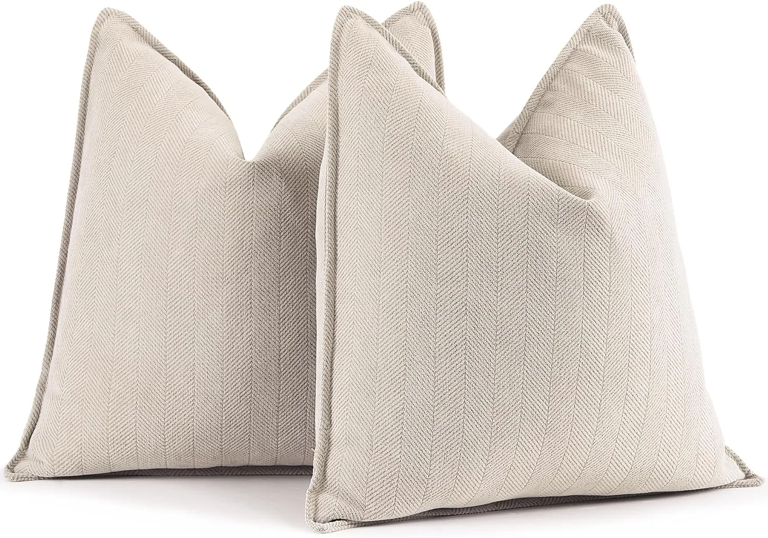 ZWJD Beige Pillow Covers 20x20 Set of 2 Chenille Throw Pillow Covers with Elegant Design Soft and Luxurious Decorative Throw Pillows for Couch, Bed, and Home Decor