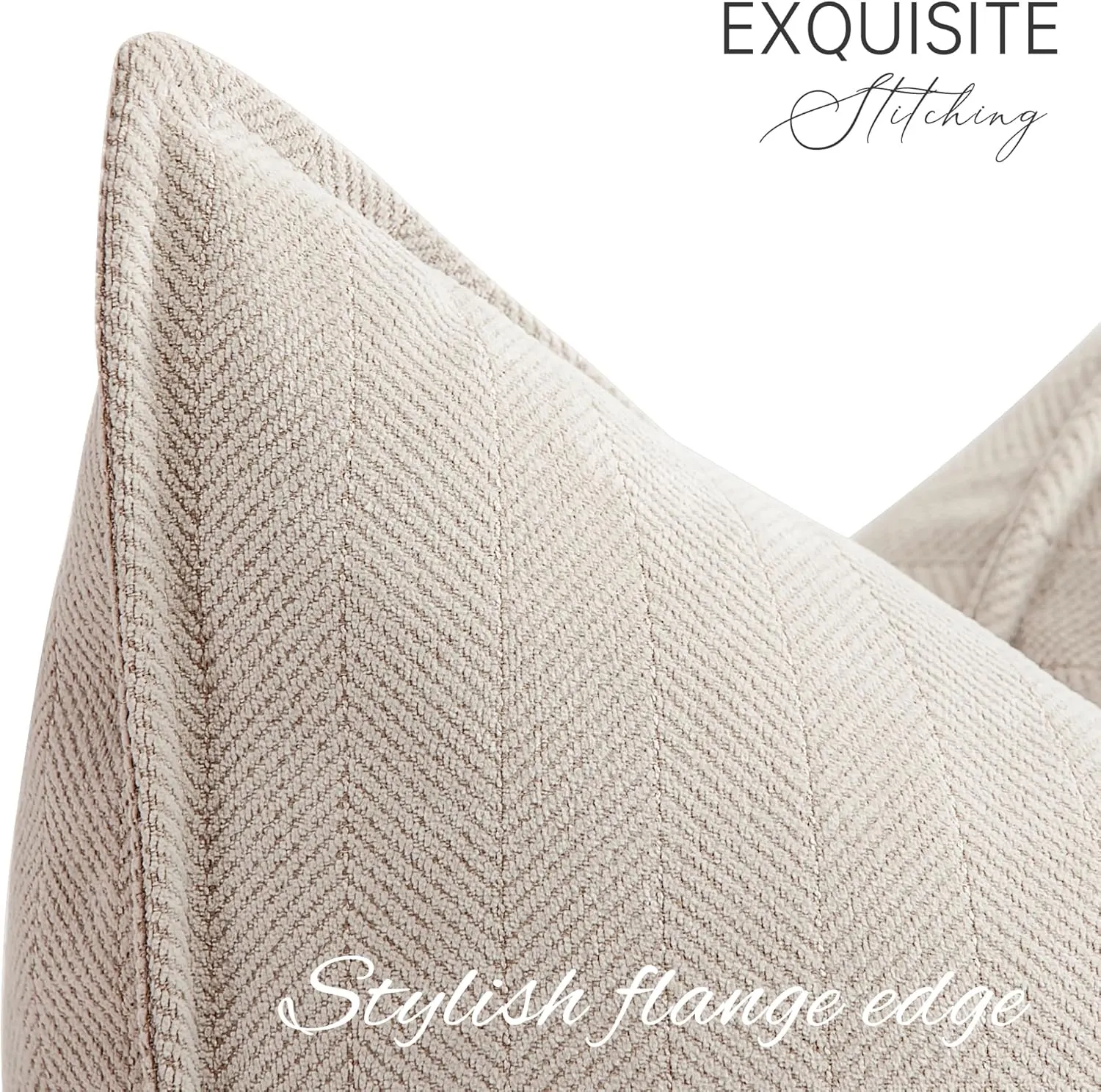 ZWJD Beige Pillow Covers 20x20 Set of 2 Chenille Throw Pillow Covers with Elegant Design Soft and Luxurious Decorative Throw Pillows for Couch, Bed, and Home Decor