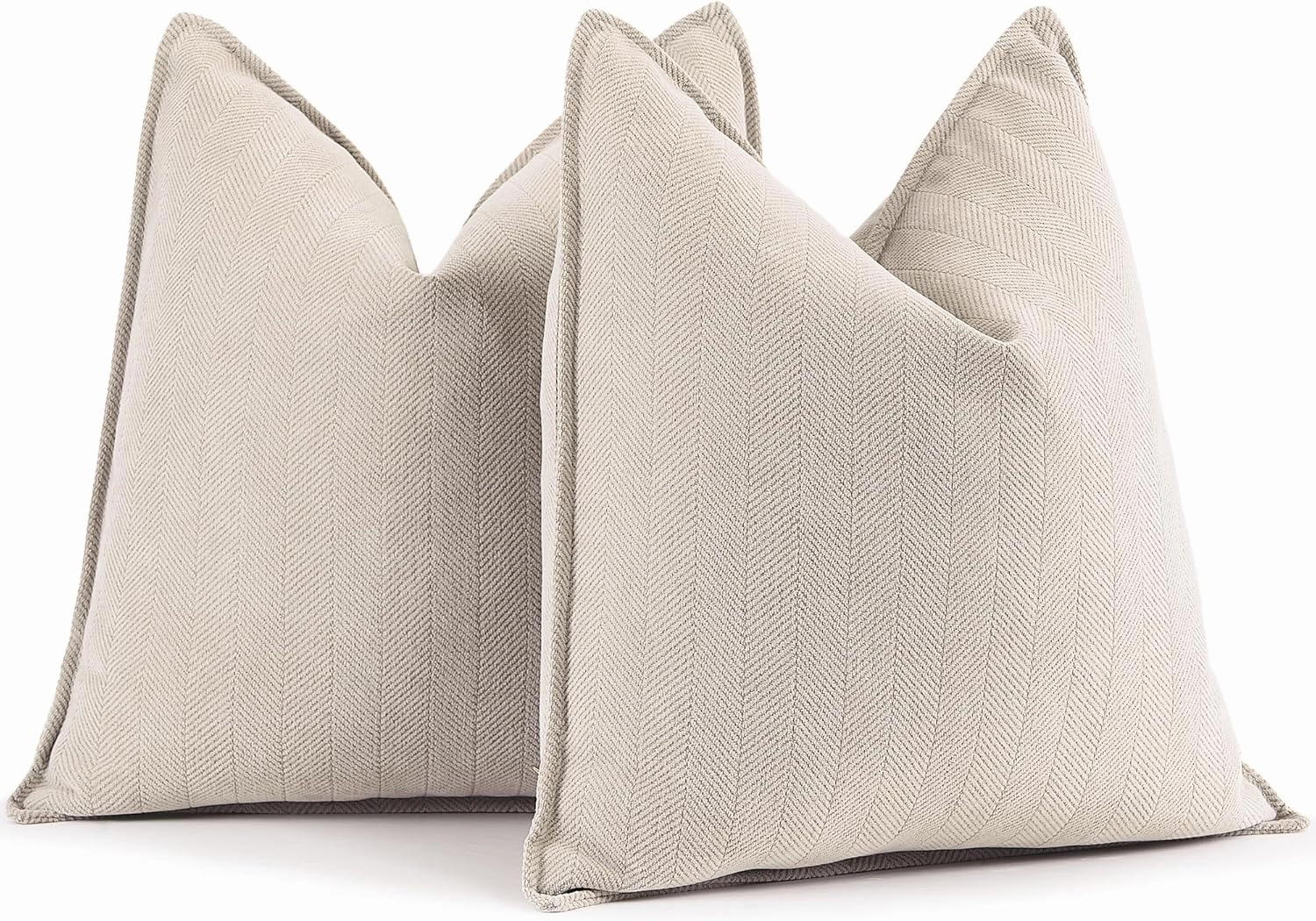 ZWJD Beige Pillow Covers 18x18 Inch Set of 2 Chenille Throw Pillow Covers with Elegant Design Soft and Luxurious Decorative Throw Pillows for Couch, Bed, and Home Decor(Beige)